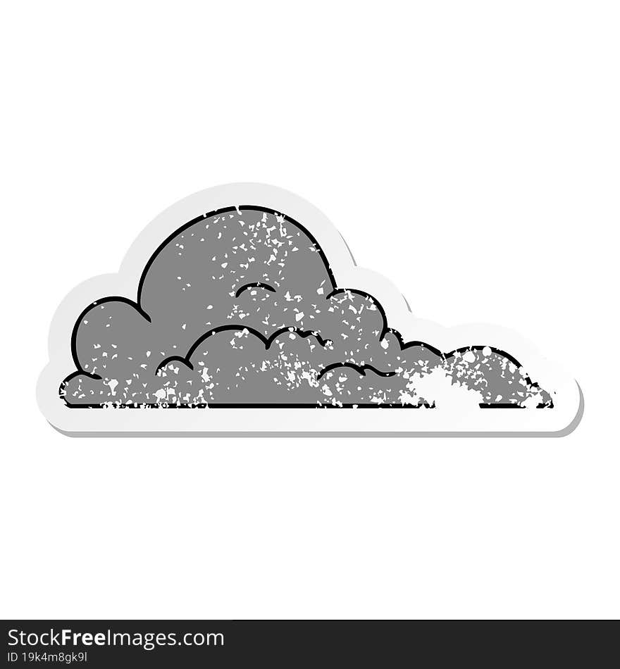 distressed sticker cartoon doodle of white large clouds