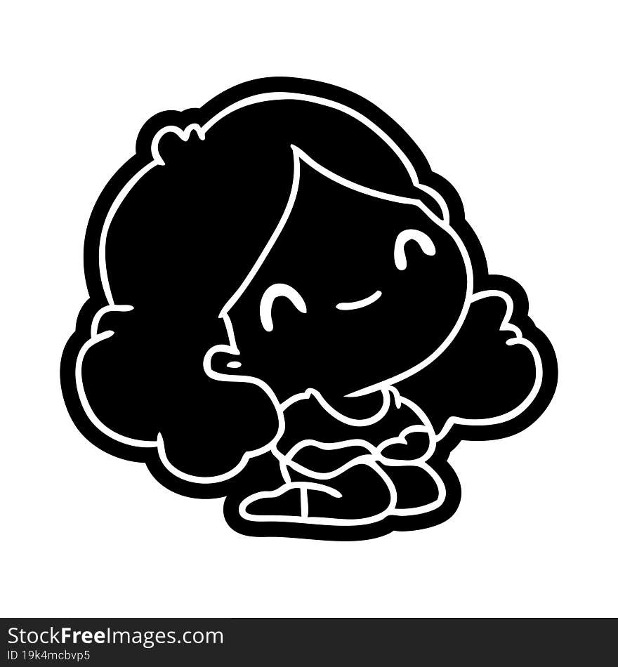 cartoon icon of a cute kawaii girl