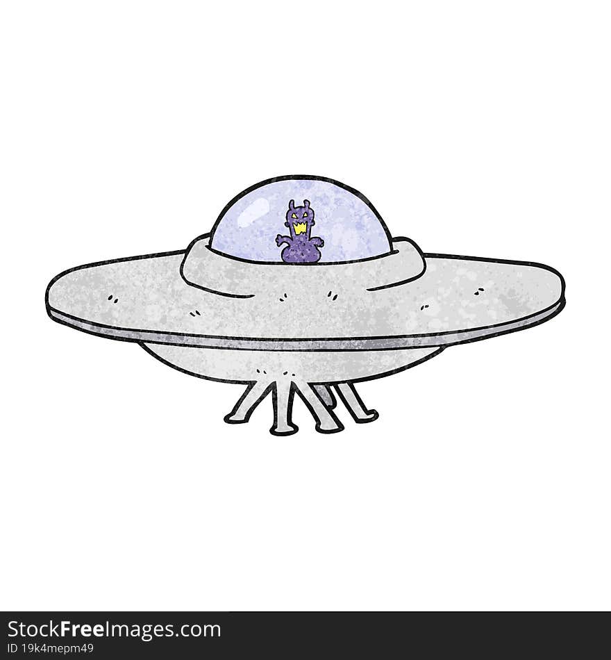 freehand textured cartoon UFO