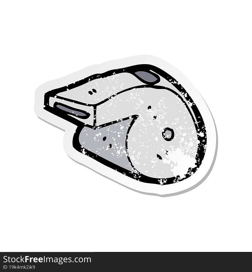 retro distressed sticker of a cartoon whistle