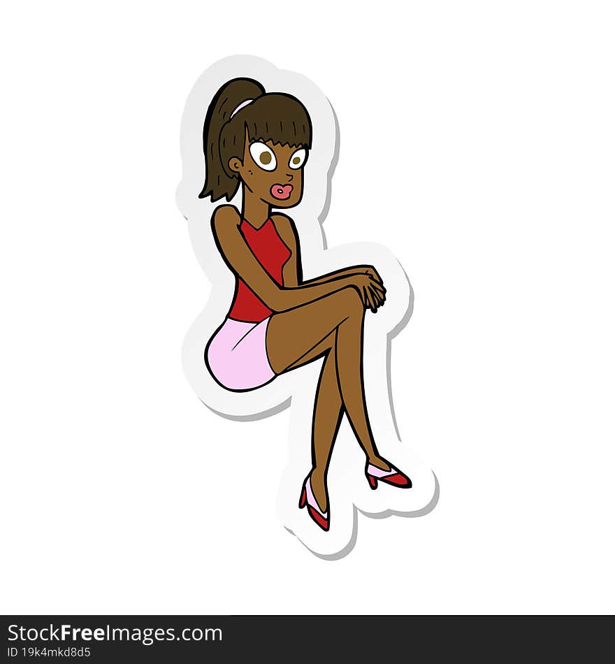 sticker of a cartoon pretty woman