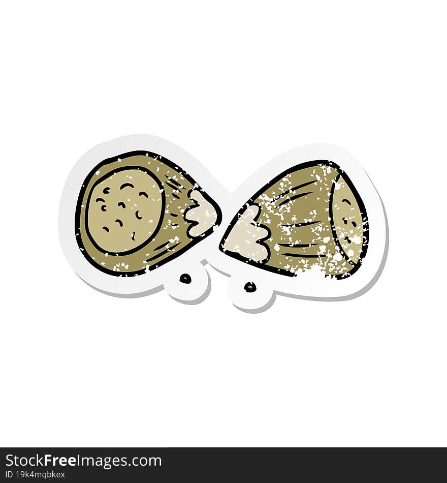 Distressed Sticker Of A Cartoon Hazelnuts