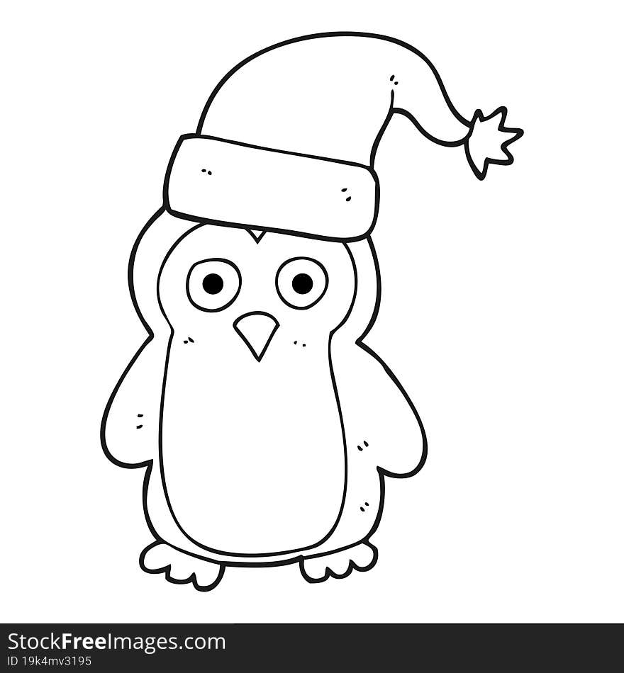 black and white cartoon penguin