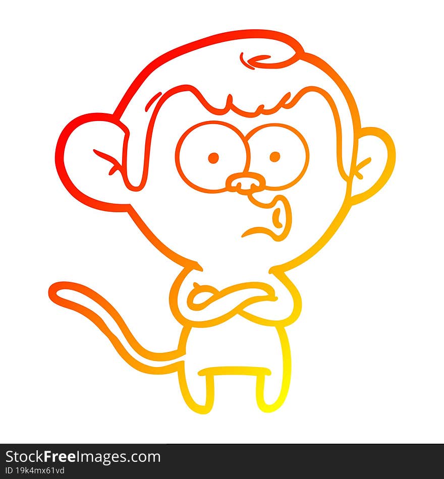 warm gradient line drawing cartoon surprised monkey