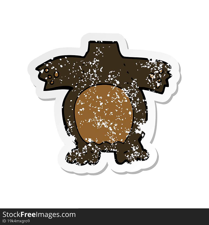 retro distressed sticker of a cartoon black bear body