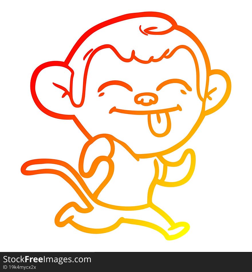 warm gradient line drawing funny cartoon monkey