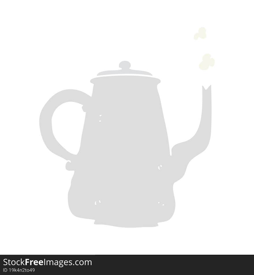 flat color illustration of a cartoon coffee pot