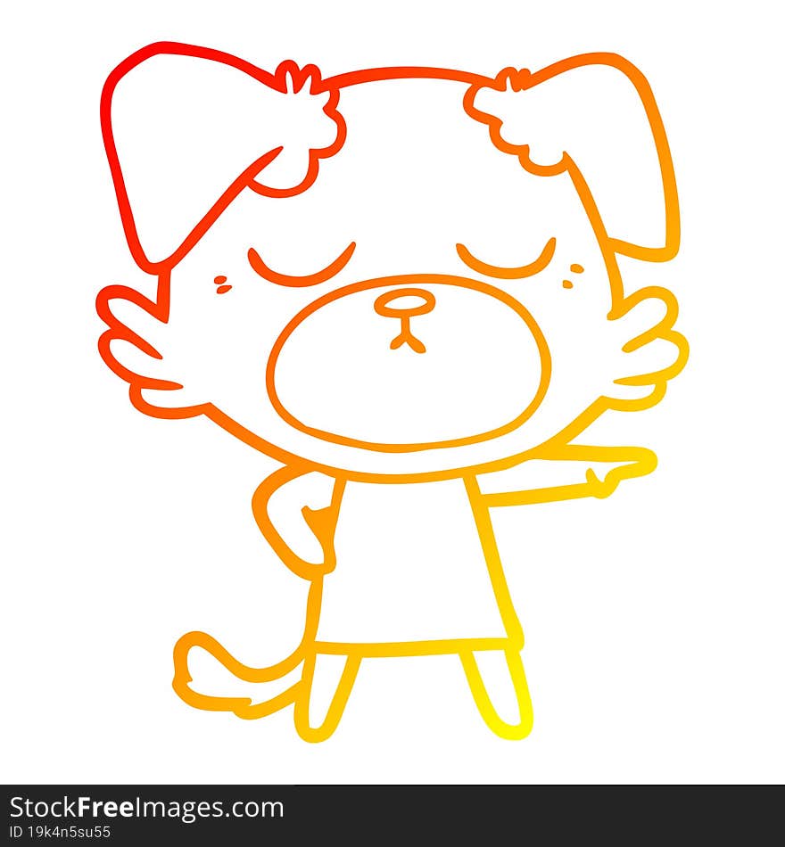 Warm Gradient Line Drawing Cute Cartoon Dog