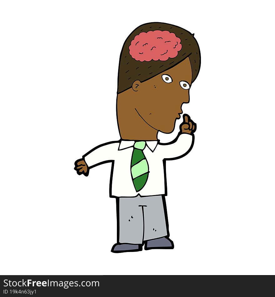 cartoon businessman with huge brain