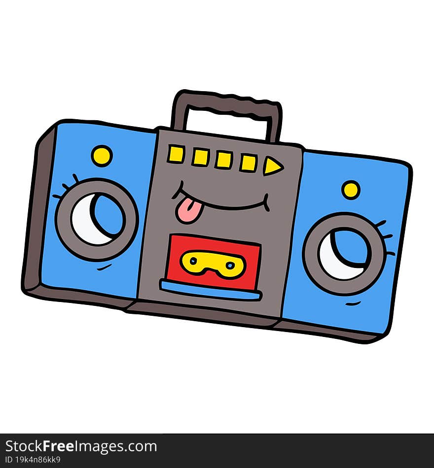 cartoon retro cassette tape player. cartoon retro cassette tape player