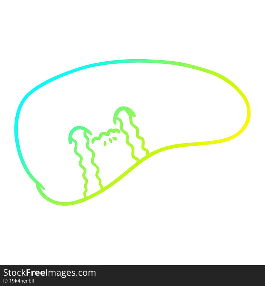 Cold Gradient Line Drawing Cartoon Liver Crying