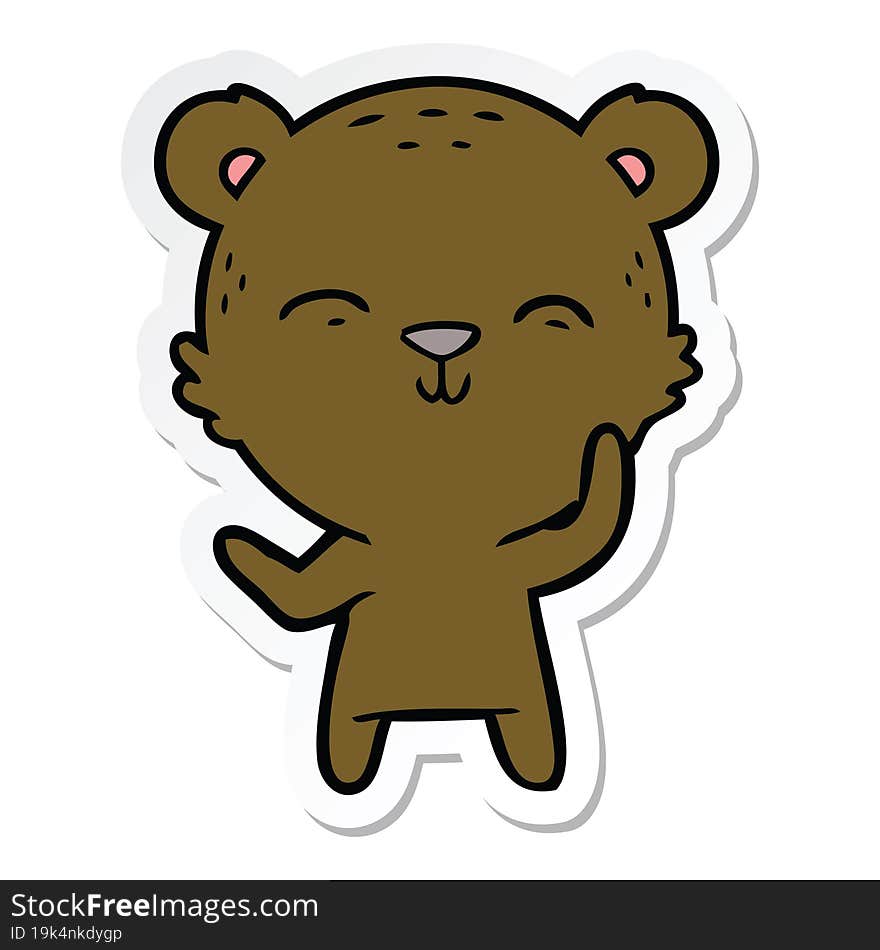 sticker of a happy cartoon bear