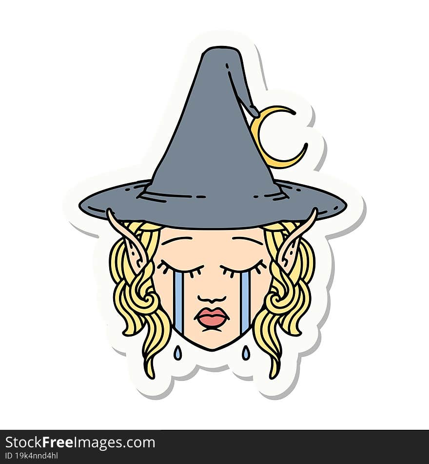 Crying Elf Mage Character Face Sticker