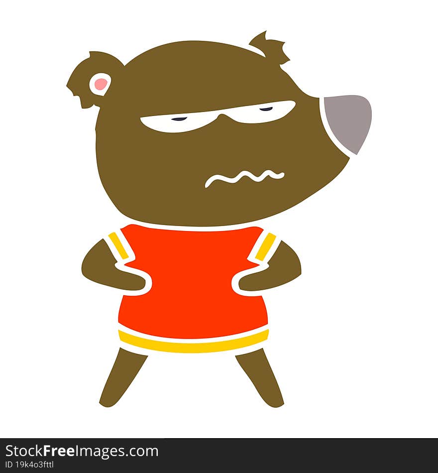 annoyed bear flat color style cartoon