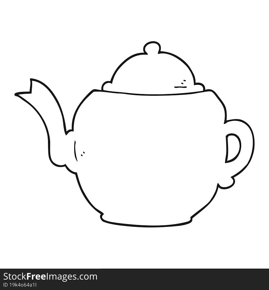 black and white cartoon teapot