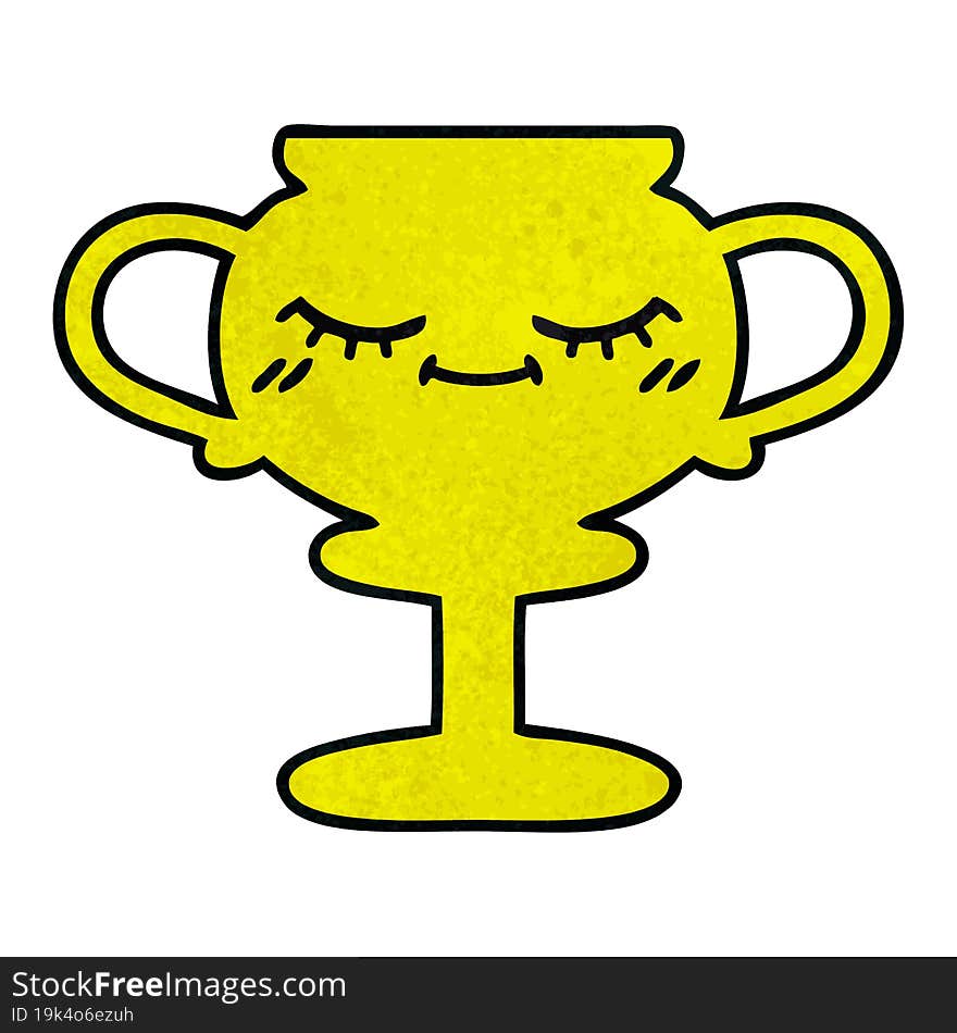 retro grunge texture cartoon trophy