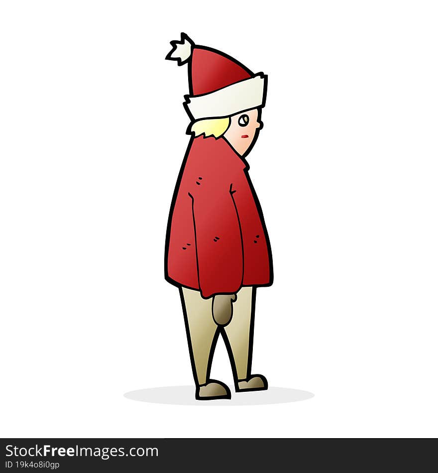 cartoon person in winter clothes