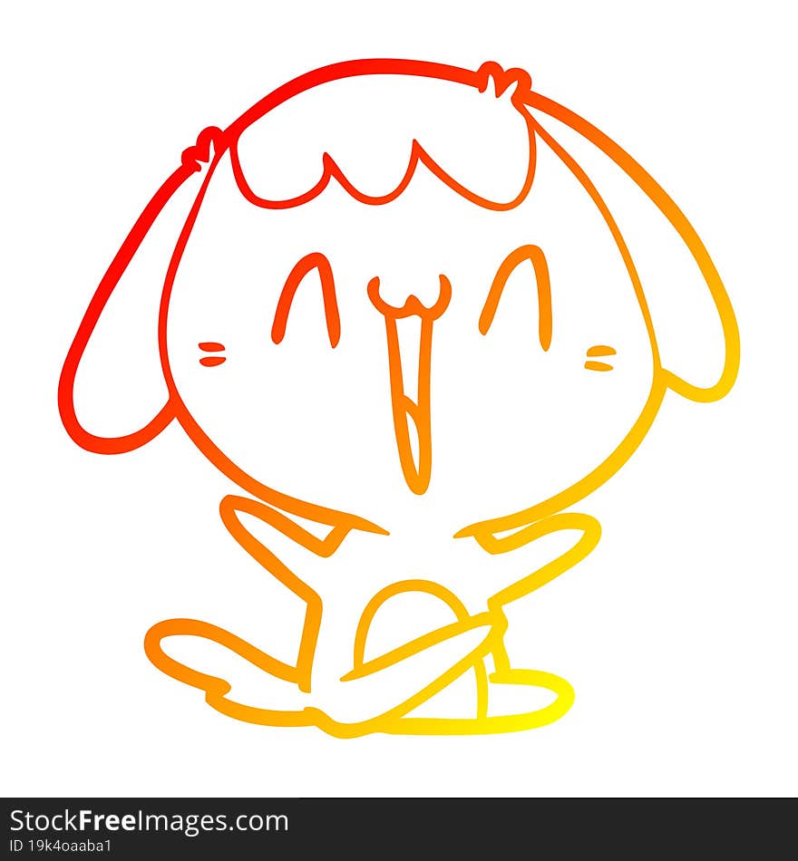 warm gradient line drawing of a cute cartoon dog