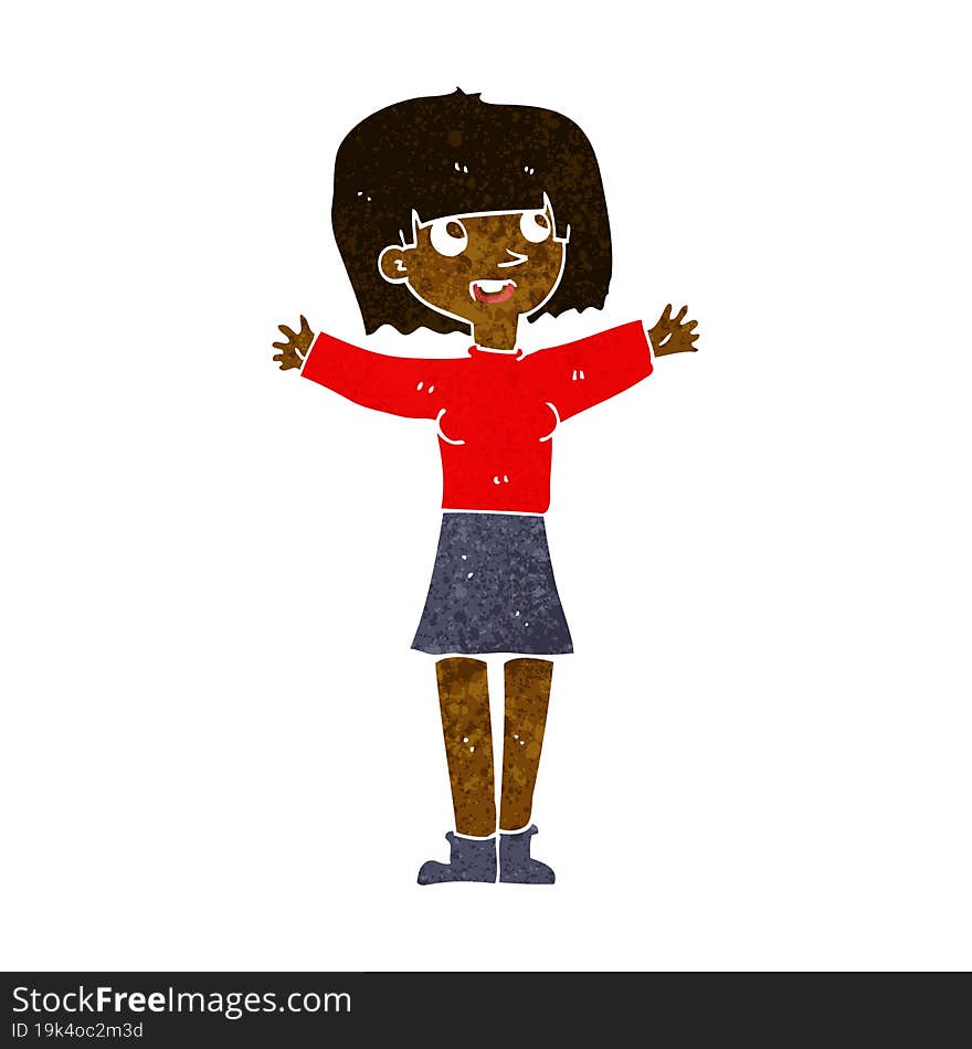 cartoon excited woman