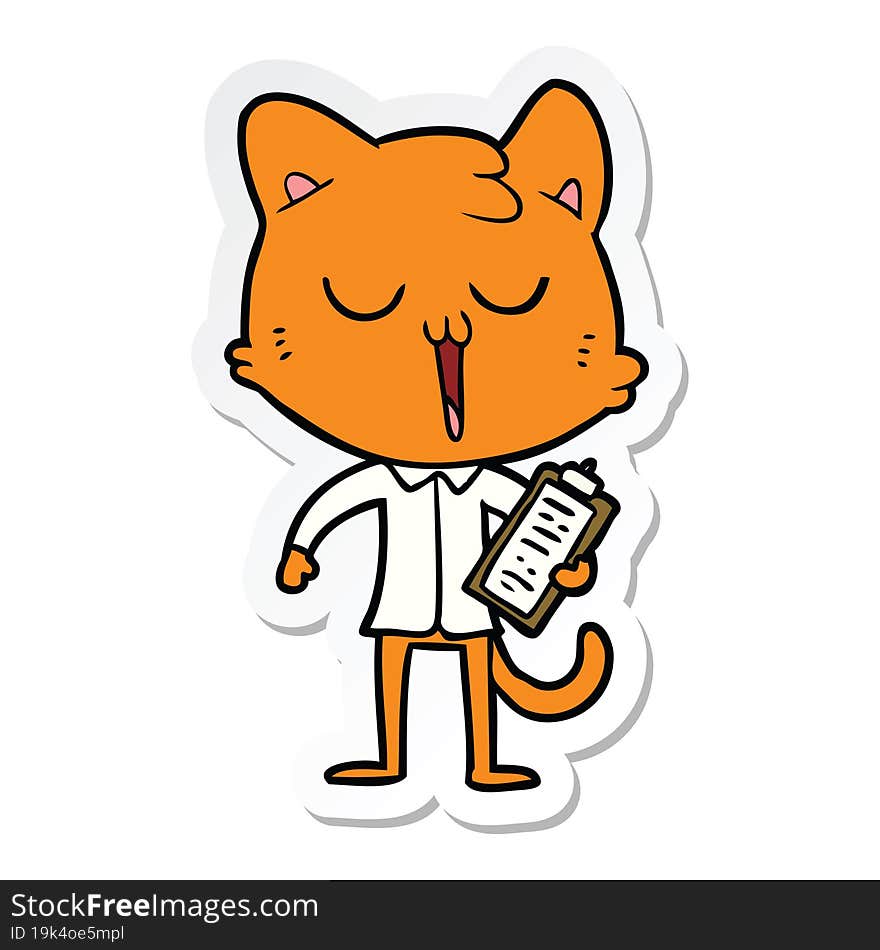 Sticker Of A Cartoon Cat Singing