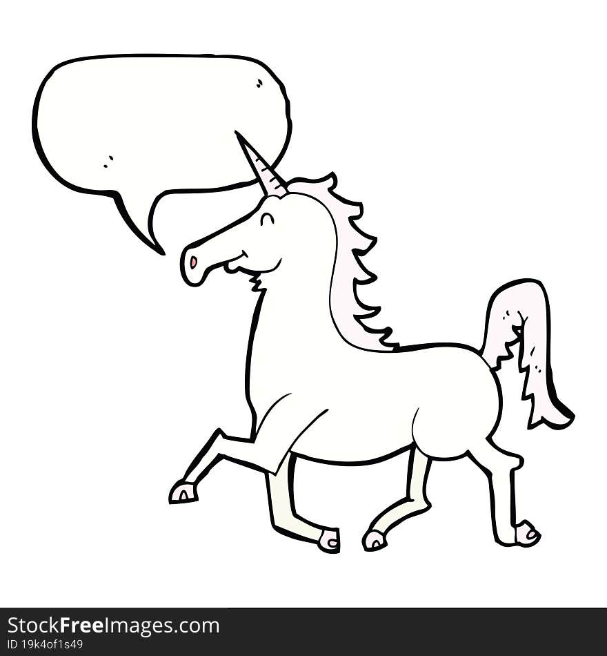 Cartoon Unicorn With Speech Bubble