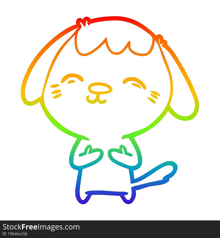 rainbow gradient line drawing of a happy cartoon dog