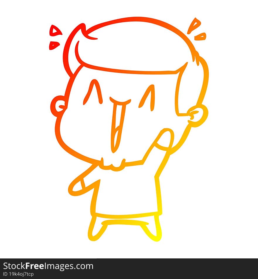 warm gradient line drawing cartoon excited man