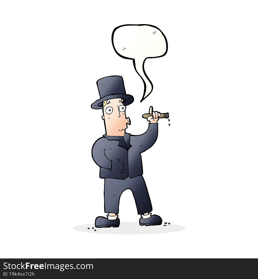 cartoon smoking gentleman with speech bubble