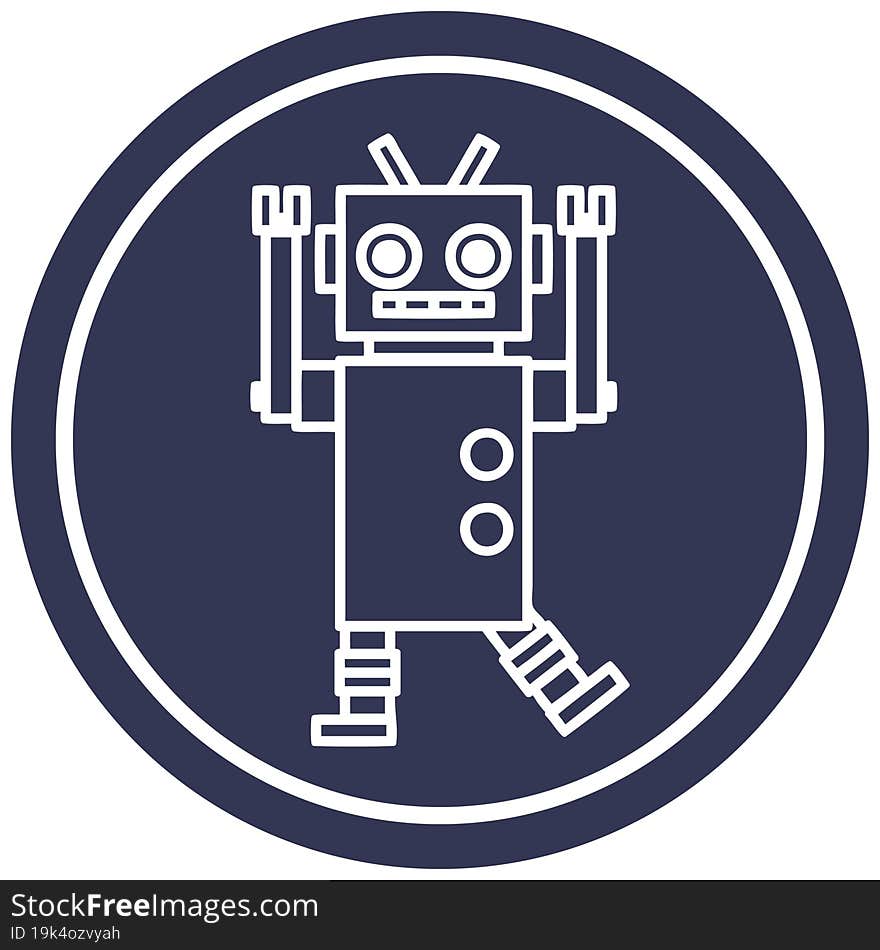 dancing robot circular icon