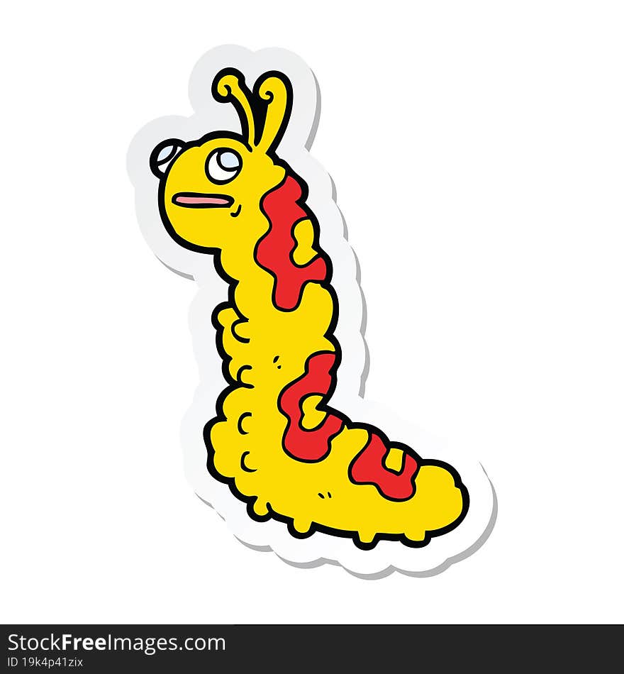 sticker of a funny cartoon caterpillar