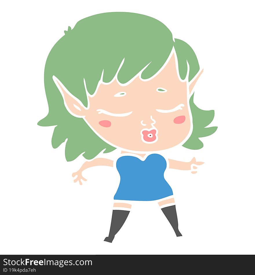 pretty flat color style cartoon elf girl