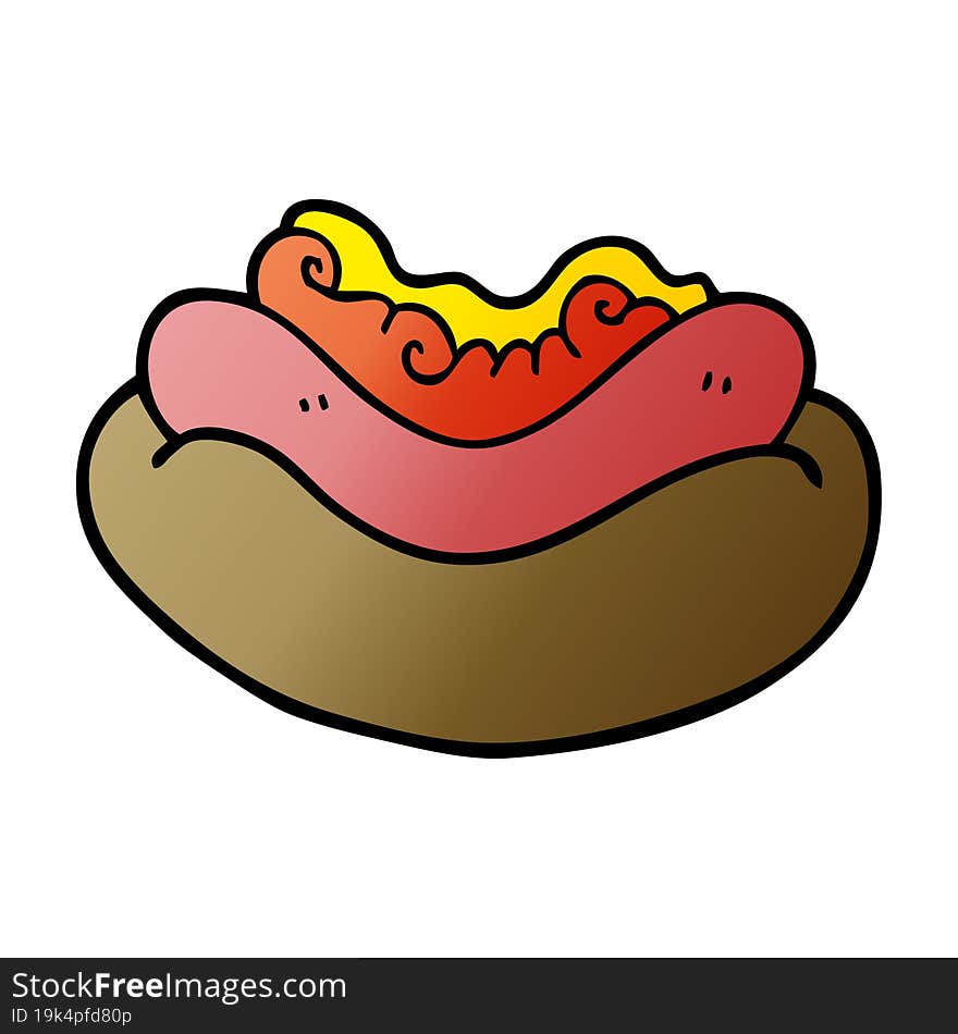 cartoon doodle hotdog in a bun