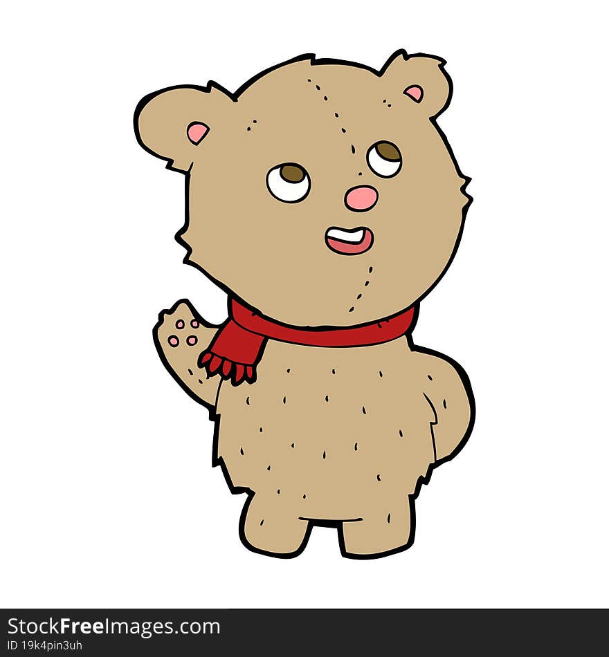 cartoon cute teddy bear with scarf. cartoon cute teddy bear with scarf