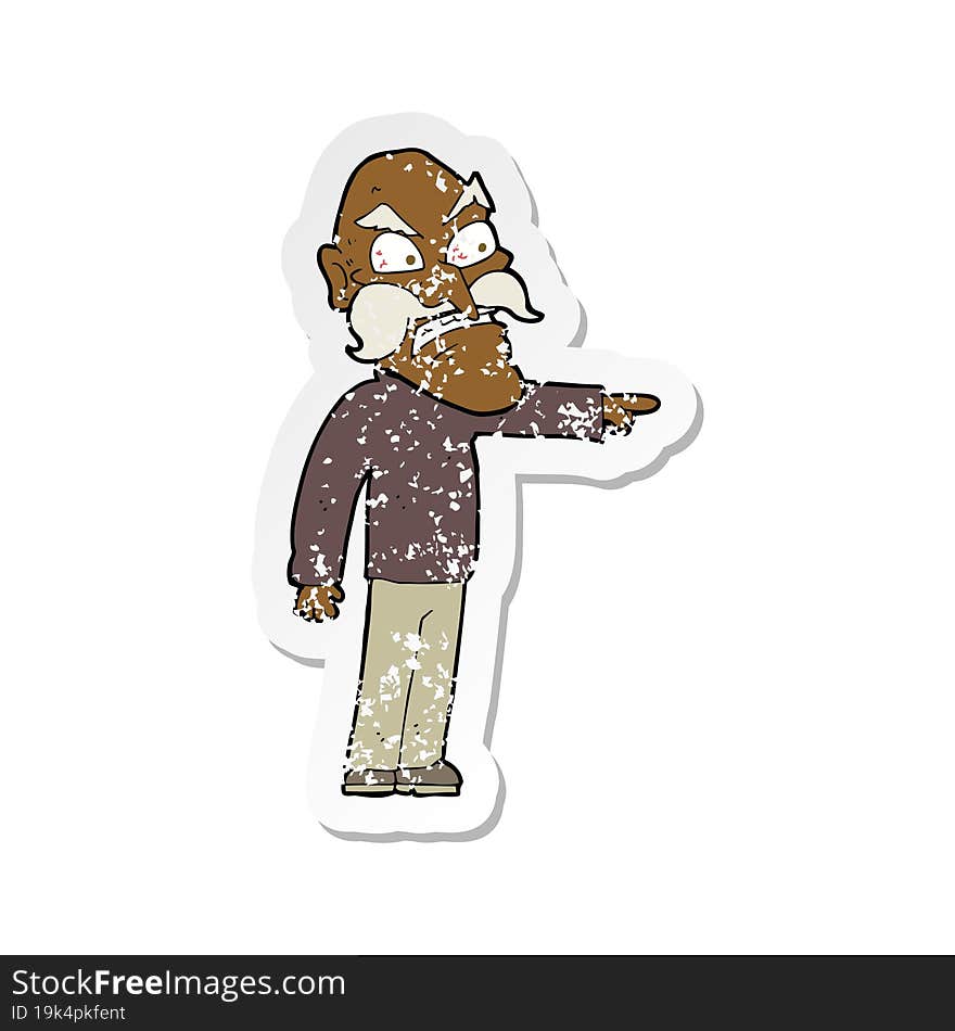 retro distressed sticker of a cartoon furious old man