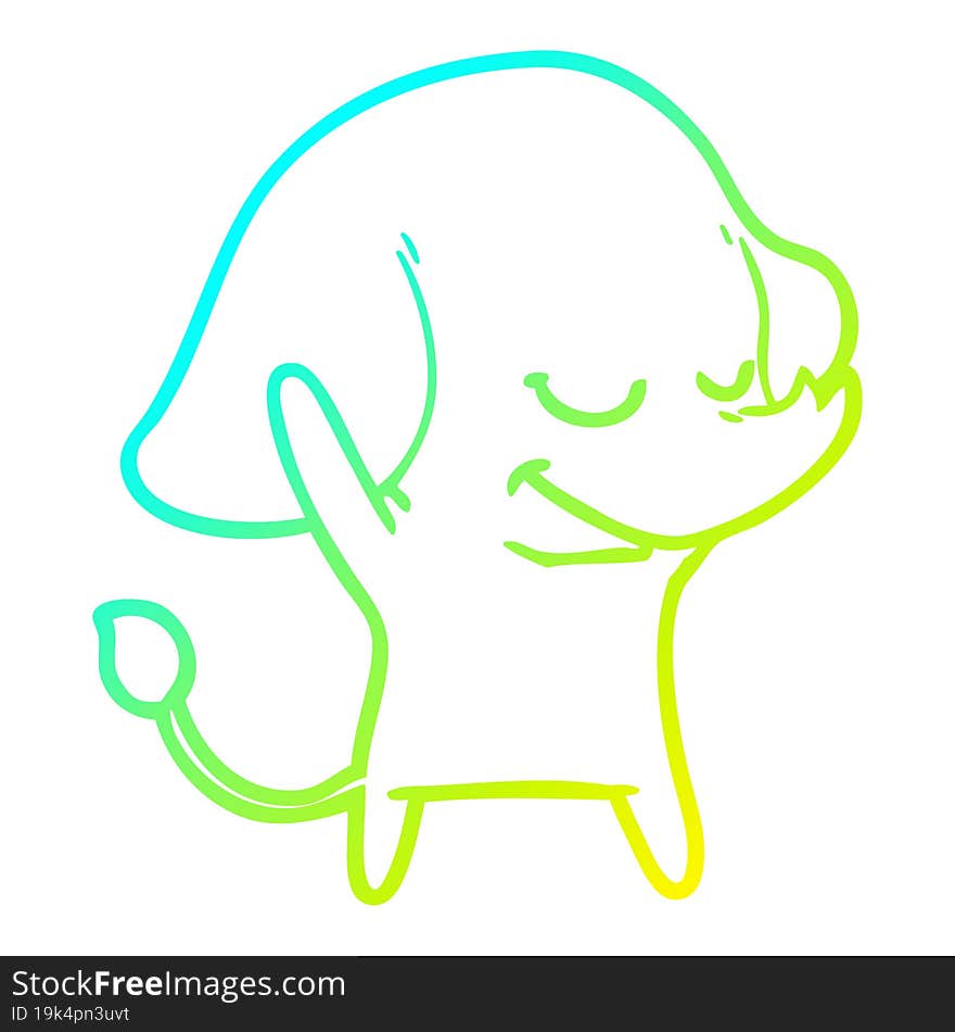 cold gradient line drawing cartoon smiling elephant