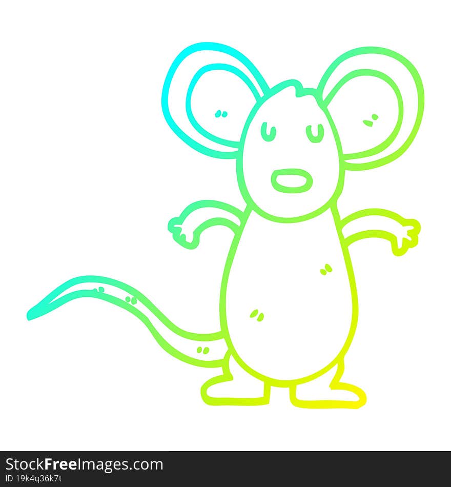 cold gradient line drawing of a cartoon mouse rat