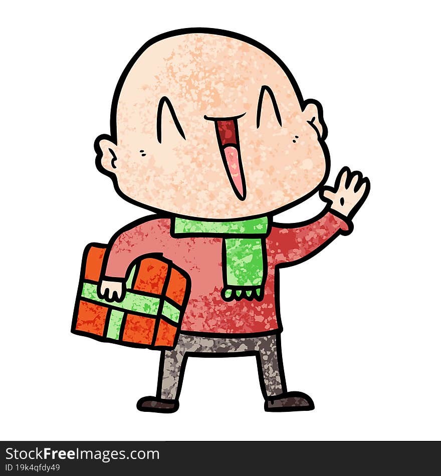 happy cartoon bald man. happy cartoon bald man