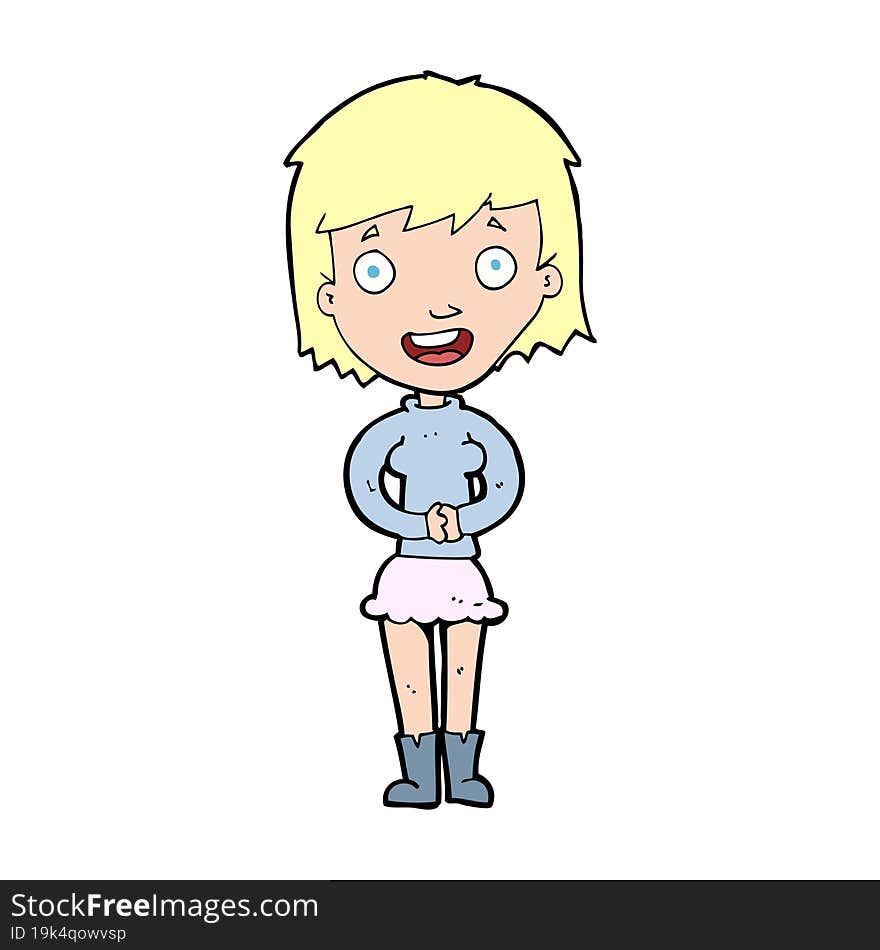 Cartoon Excited Woman