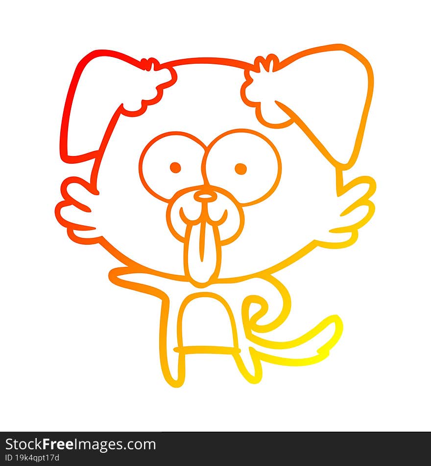 warm gradient line drawing of a cartoon dog with tongue sticking out