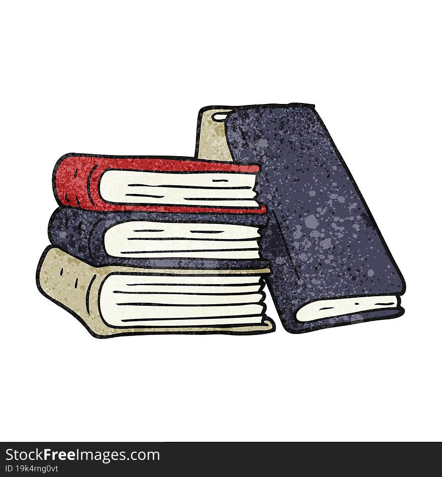 textured cartoon stack of books