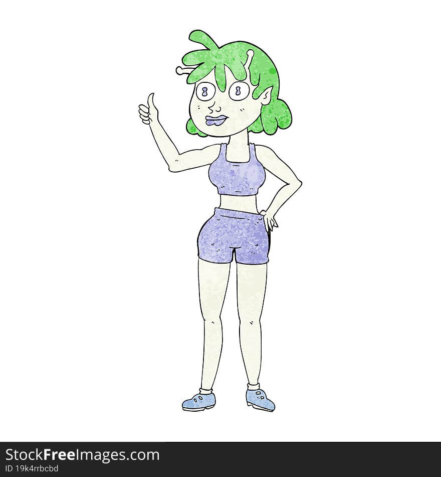 textured cartoon alien gym girl