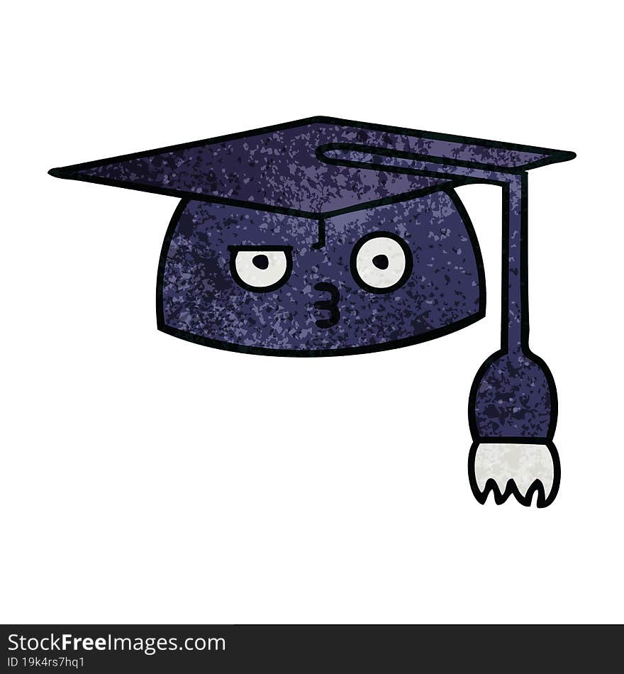 Retro Grunge Texture Cartoon Graduation Hat