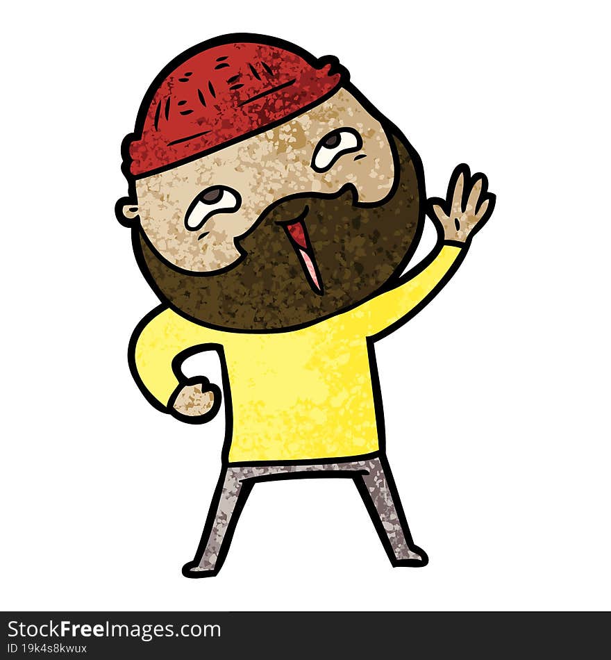 cartoon happy bearded man. cartoon happy bearded man