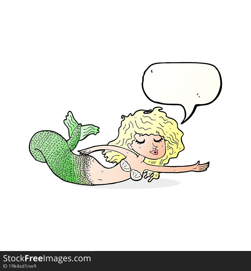 Cartoon Mermaid With Speech Bubble