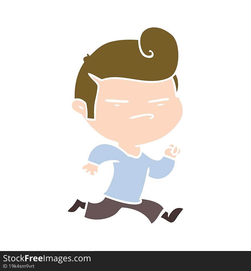 flat color style cartoon cool guy with fashion hair cut