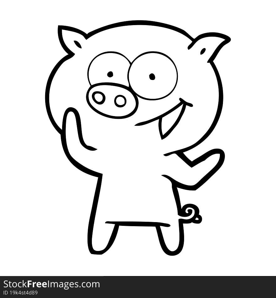 cheerful pig cartoon. cheerful pig cartoon