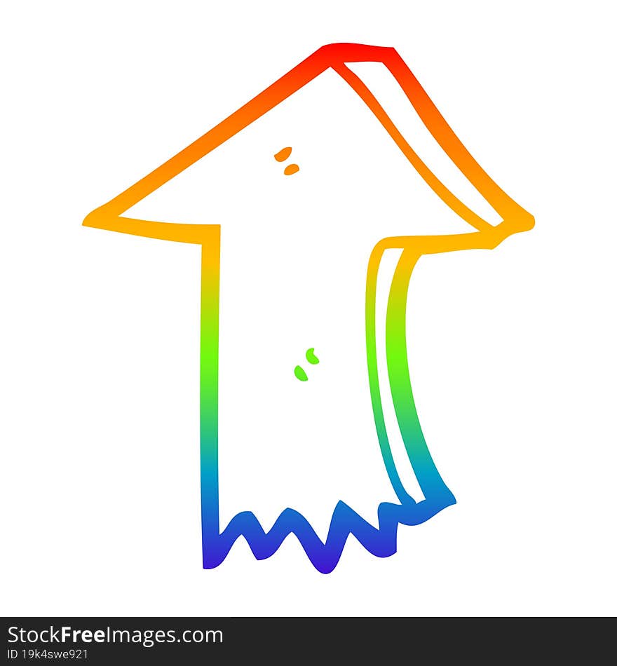 rainbow gradient line drawing cartoon pointing arrow