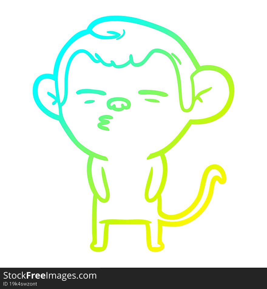 cold gradient line drawing cartoon suspicious monkey