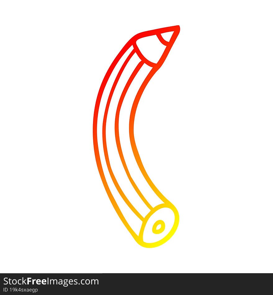 warm gradient line drawing of a cartoon colored pencil