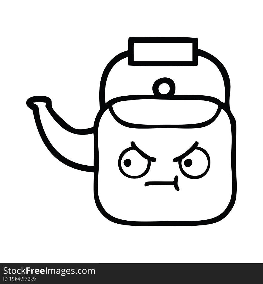 line drawing cartoon kettle